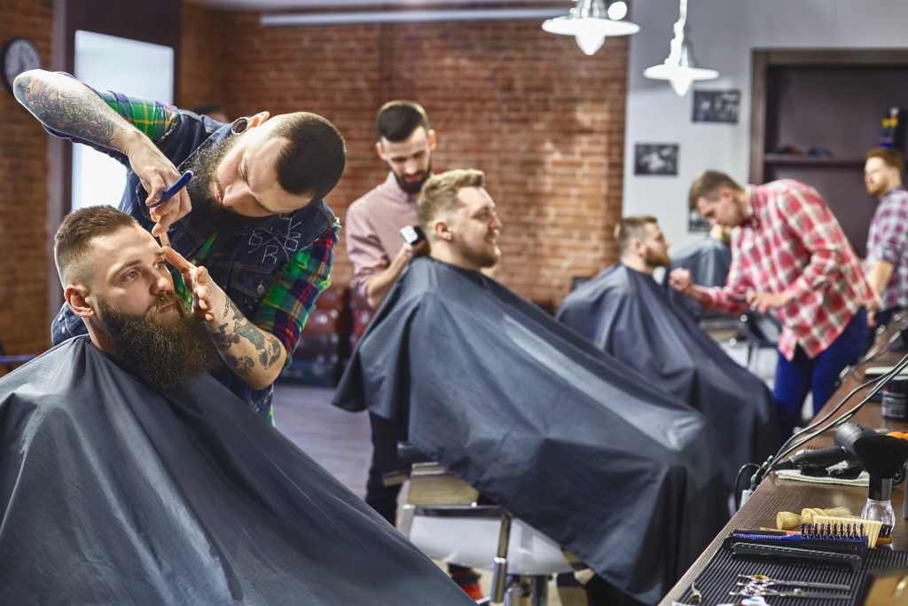 men at a hair salon